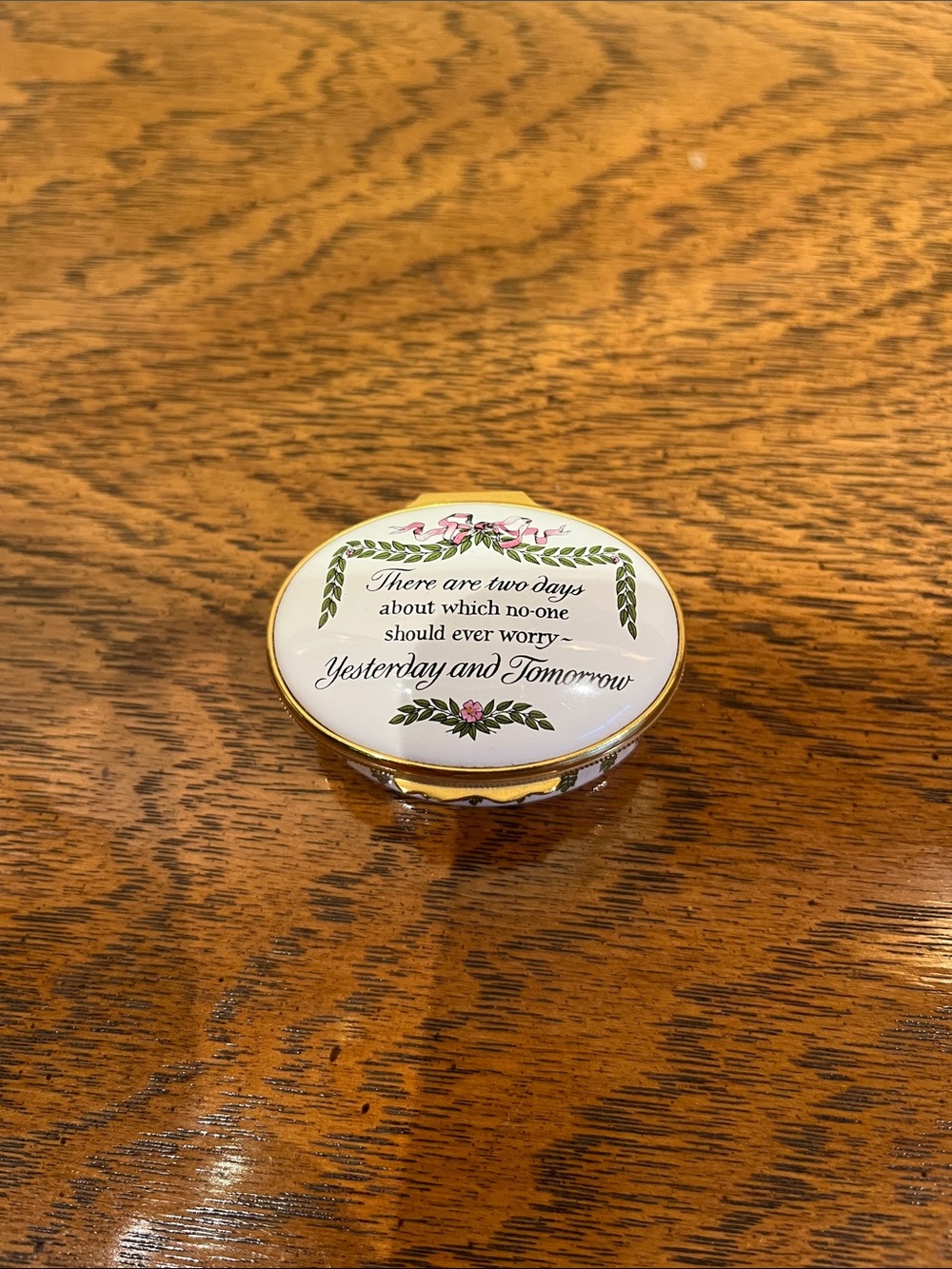 Halcyon Days Enamel Box - Yesterday and Tomorrow - Trinket Box